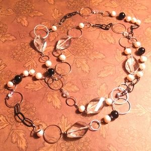 Vintage pearl and crystal statement necklace